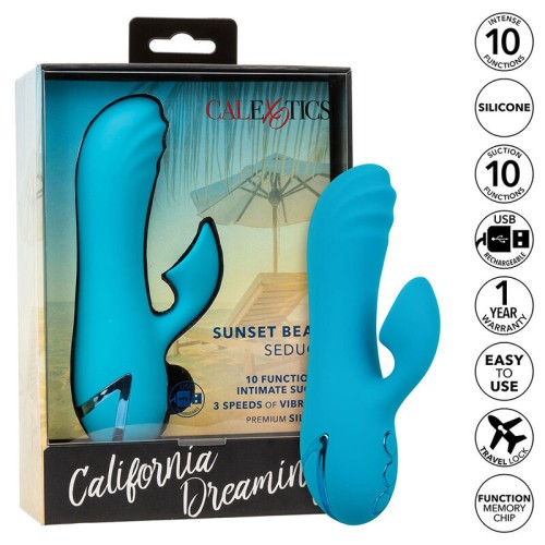 Sunset Beach Seducer Vibrador Y Estimulador 10 Funciones Azul