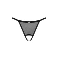 Obsessive Celia Noir Crotchless Thong - Elegant Intimacy