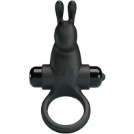 Anillo Vibrador + Estimulador Rabbit Clítoris 10 Vibraciones Negro