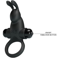 Anillo Vibrador + Estimulador Rabbit Clítoris 10 Vibraciones Negro