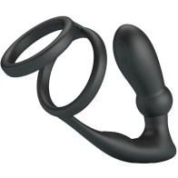 Emoni Anillo Pene + Plug Anal 12 Vibraciones Negro