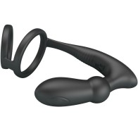 Emoni Anillo Pene + Plug Anal 12 Vibraciones Negro