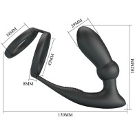 Emoni Penis Ring + Anal Plug 12 Vibrations Black