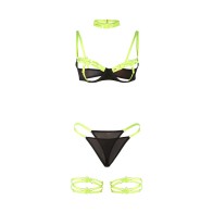 Sublime Green Hollow Cut Bra Set Lingerie