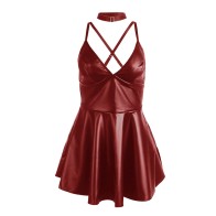 Burgundy Leather Strap Dress L/XL - Sublime