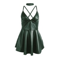 Sublime Green Leather Strap Dress for Effortless Elegance