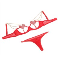 Red Mesh Set with Heart Chains - Sublime