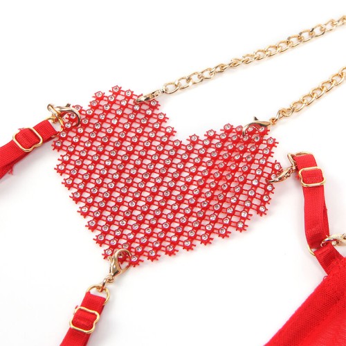 Red Mesh Set with Heart Chains - Sublime