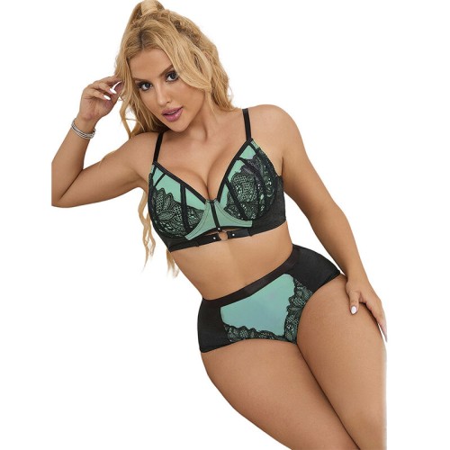 Sublime Green Lace and Mesh Push-up Set