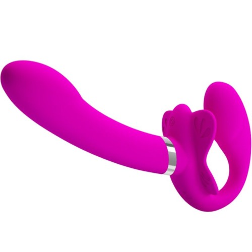 Vibrador Doble Strap-on Valerie con 12 Vibraciones Morado