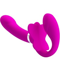 Vibrador Doble Strap-on Valerie con 12 Vibraciones Morado