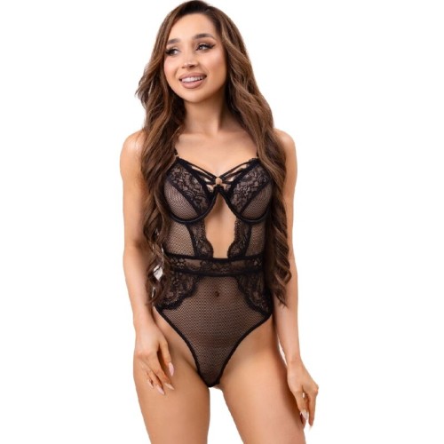 Livco Corsetti Body Negro Paula con Encaje L/ - Lencería Elegante