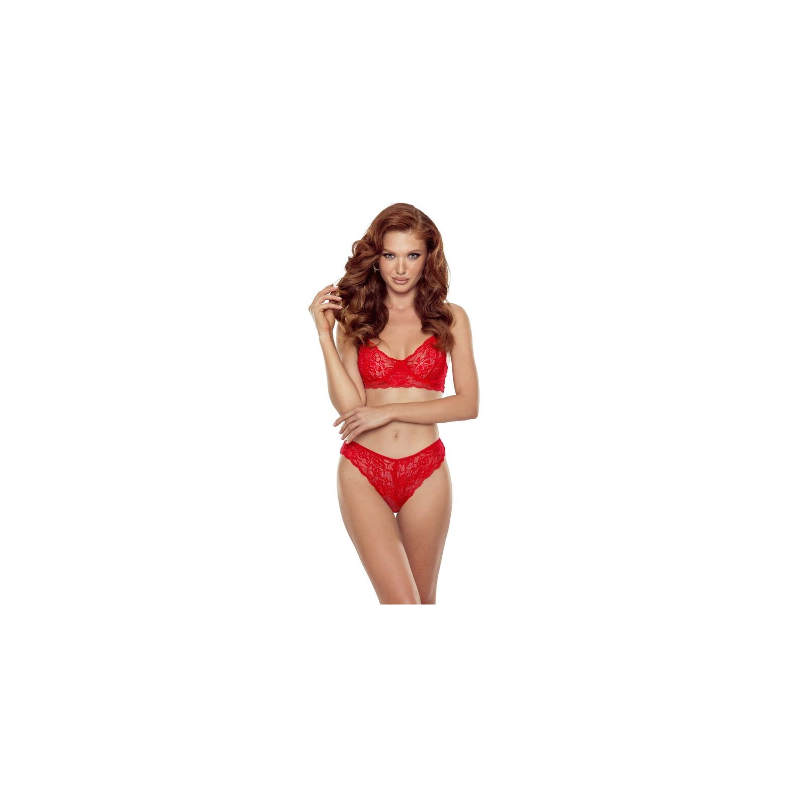 Passion Conjunto Denelia Rojo Tanga + Top L/XL - Lencería Seductora