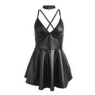 Subblime Black Leather Strap Dress S/M - Explore Your Audacity