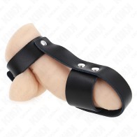 Kink Adjustable Leather Cage Penis Ring with Ball Divider