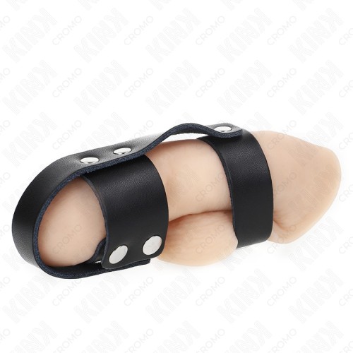 Kink Adjustable Leather Cage Penis Ring with Ball Divider