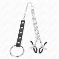 Kink Metal Penis Ring with Chain and Nipple Clamps