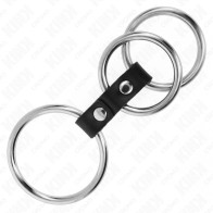 Kink Triple Metal Penis Ring with Leather Connection