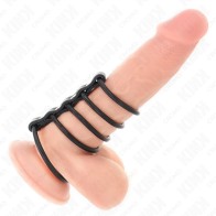 Kink 5 Silicone Cock Rings Connected by Leather - 3.8 cm to 4.8 cm