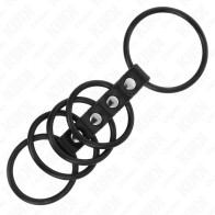 Kink 5 Silicone Cock Rings Connected by Leather - 3.8 cm to 4.8 cm