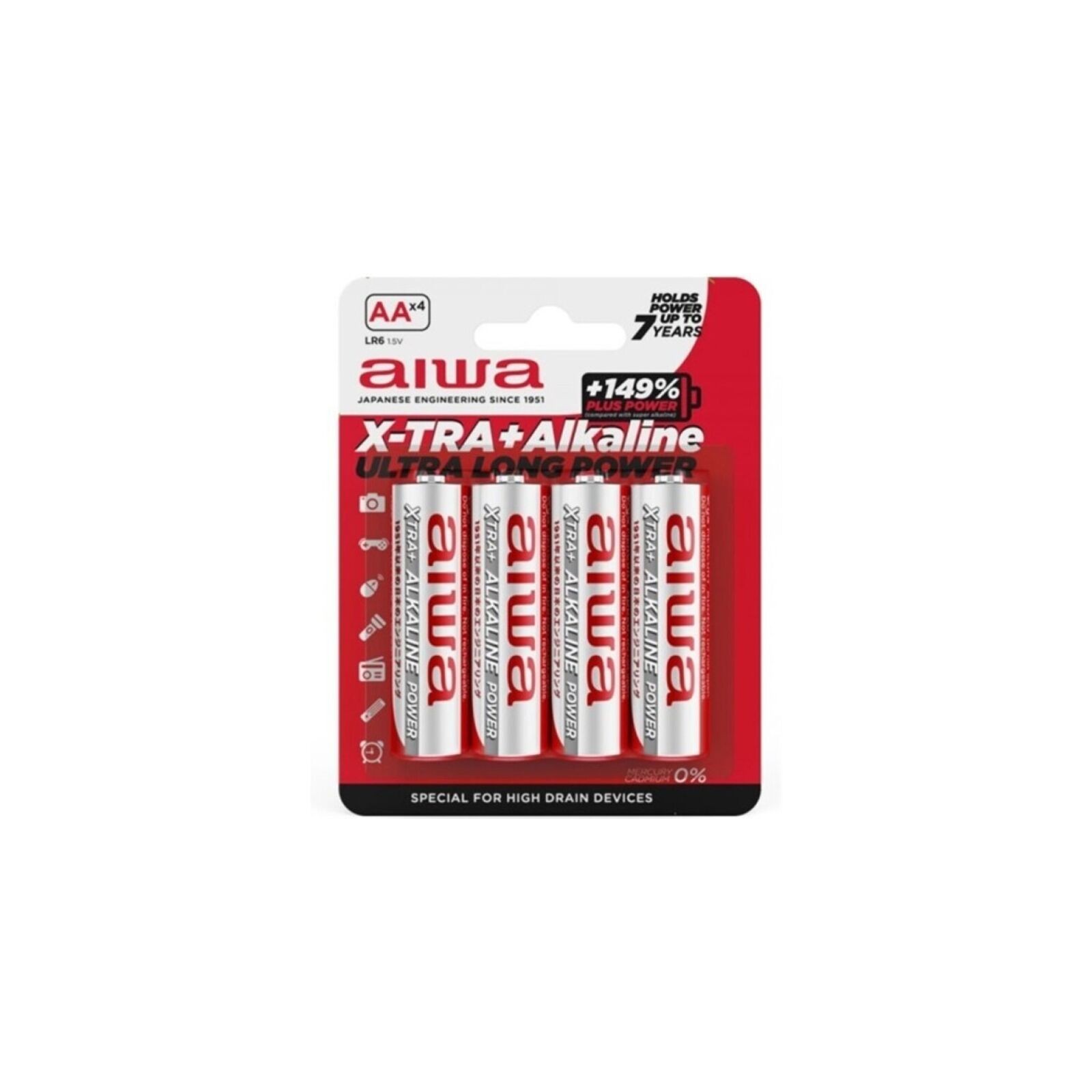 Reliable Powerful AA Alkaline Batteries Pack of 4