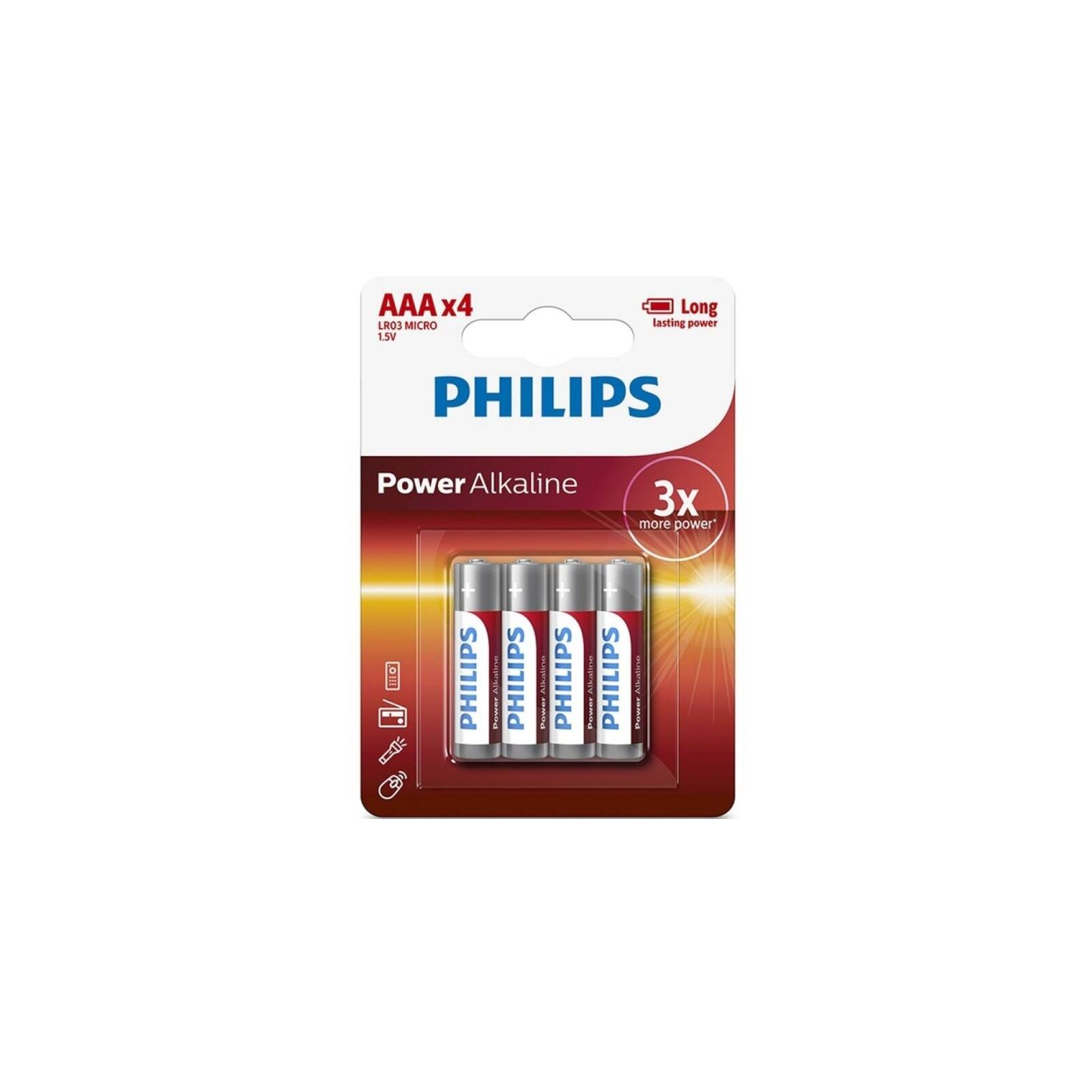 Philips AAA Alkaline Battery Blister Pack of 4