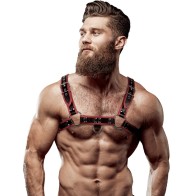 Black/Red Ecopiel Chest Harness for Men