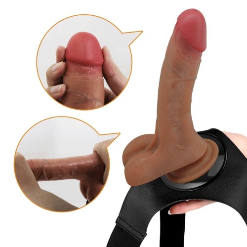 Harness Vibrating Dildo and Squirting