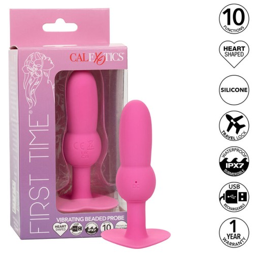 First Time Anal Plug with Beads 10 Vibrations Pink