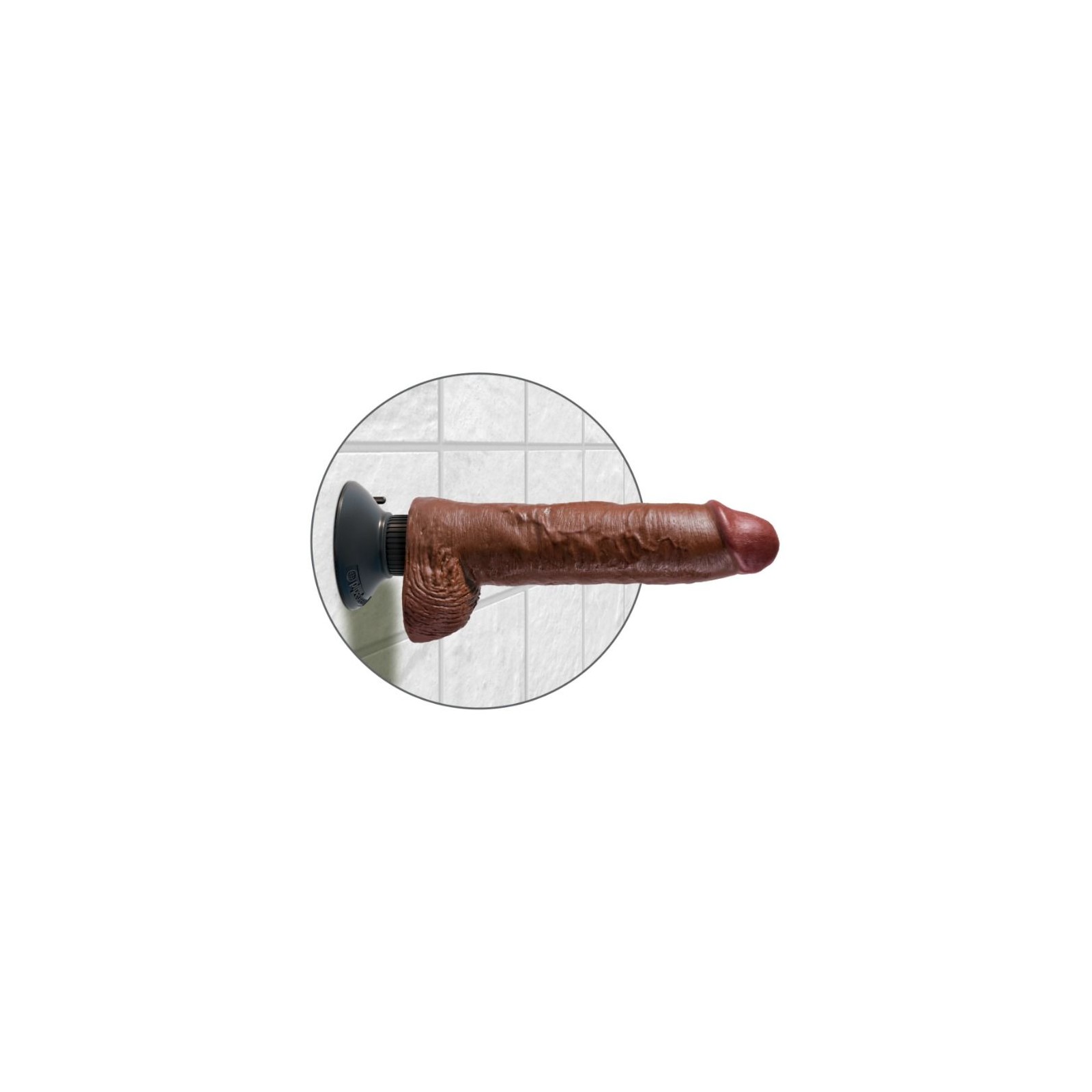 Vibrating Dildo with Testicles 25.5 cm Brown