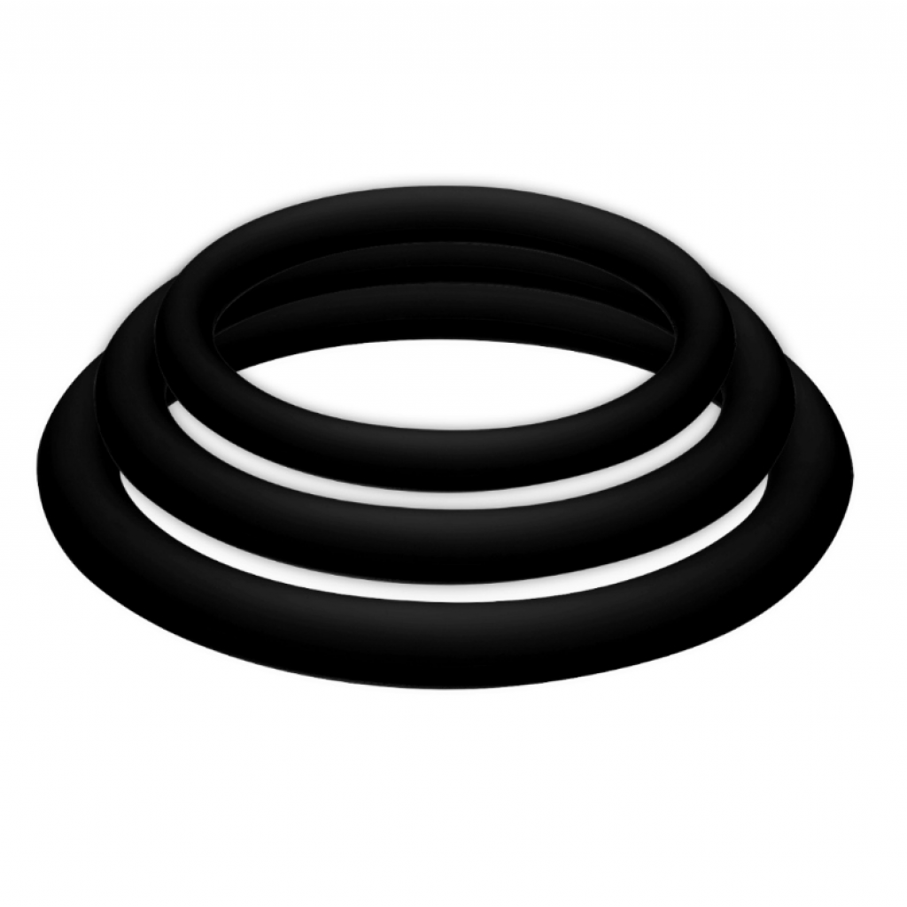 Plus Pack 3 Anillos Para Pene Negro - S, M, L