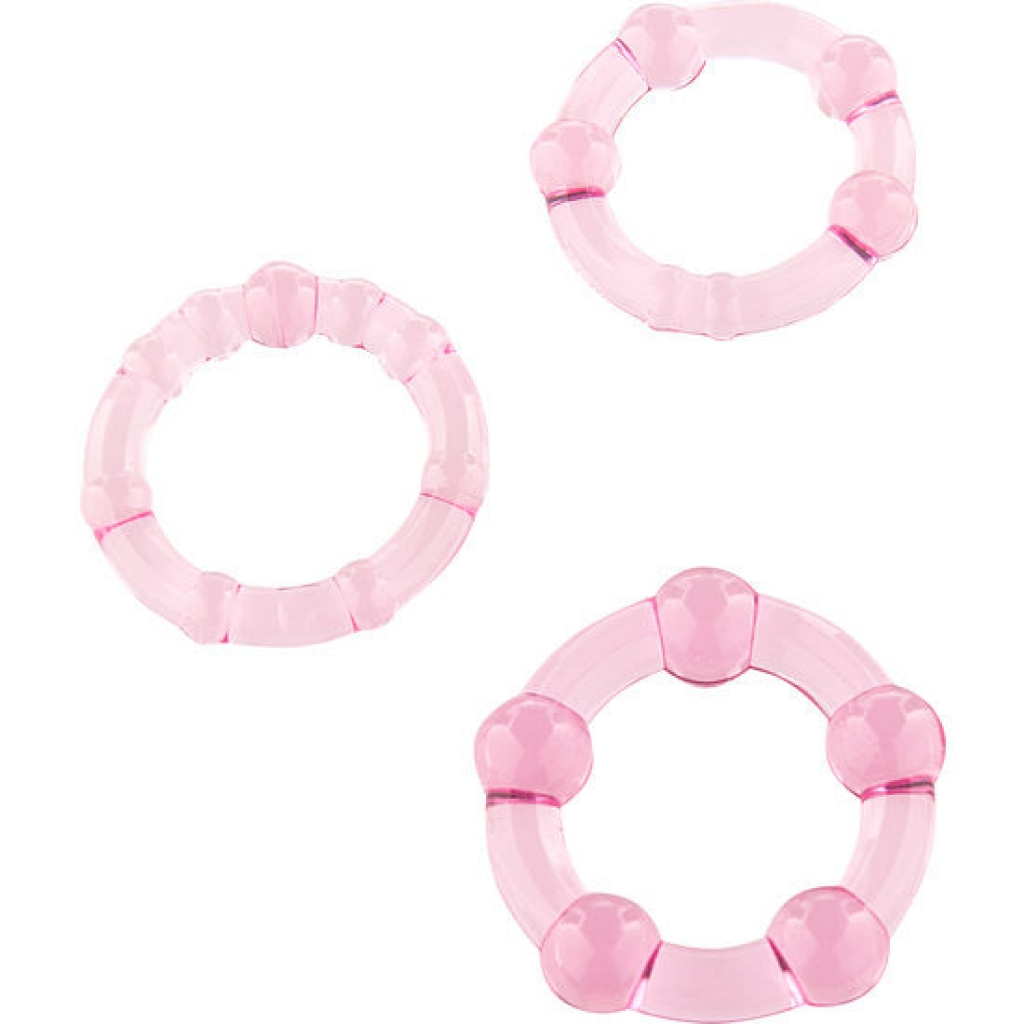 Set de Tres Anillos para el Pene de Silicona Rosa