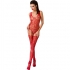 Bodystocking Rojo con Diseño Floral