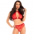 Set Dos Piezas Panties Y Top Cuello Halter Rojo S/M