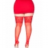 Leg Avenue - Medias Rojas Autoadhesivas con Encaje Ancho Plus Size - Seducc