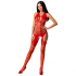 Passion - Woman Bs079 Bodystocking - Rojo Talla Única