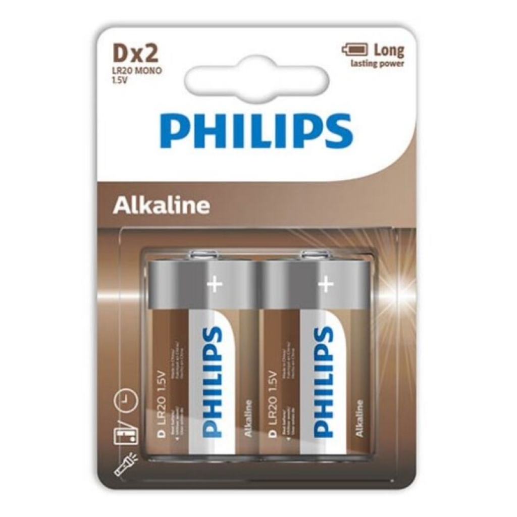 Philips - Alkaline Pila D LR20 Blister*2