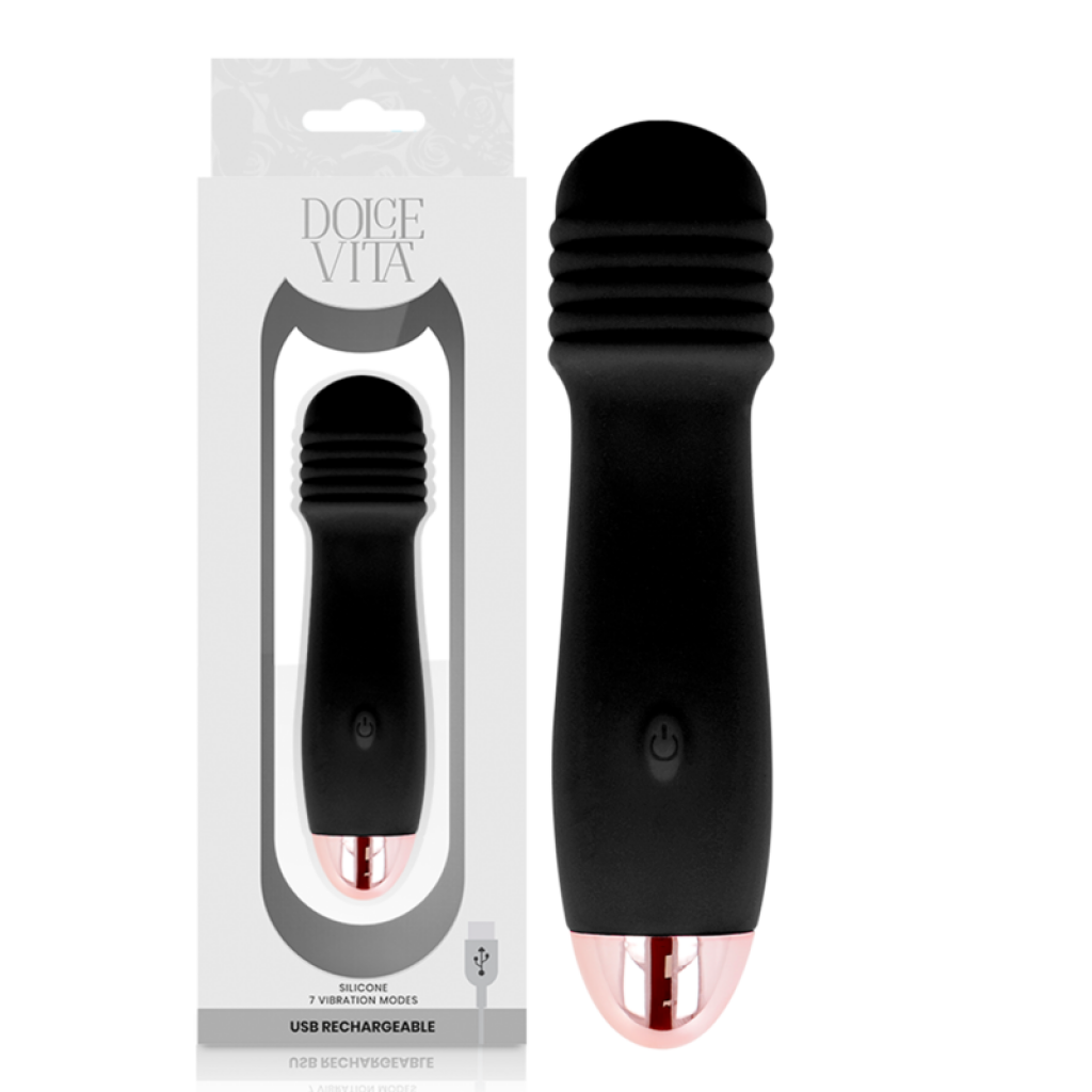 Vibrador Recargable Dolce Vita - Tres Negro - 7 Velocidades