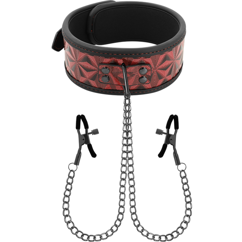 Begme - Red Edition Collar Con Cadenas Y Pinzas Pezones Con Forro De Neopre