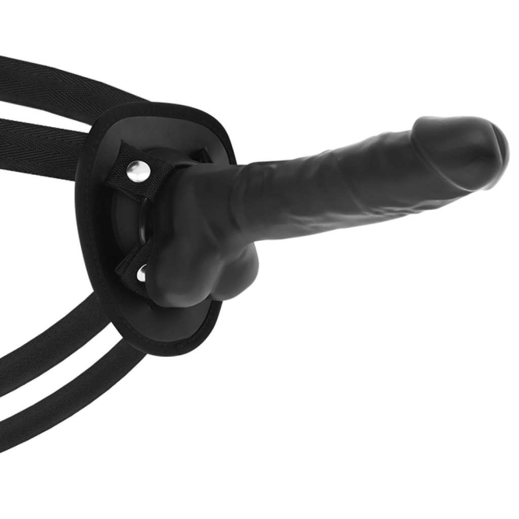 Arnés + Dildo Silicona Density Cocksil Articulable, Negro, 18 cm