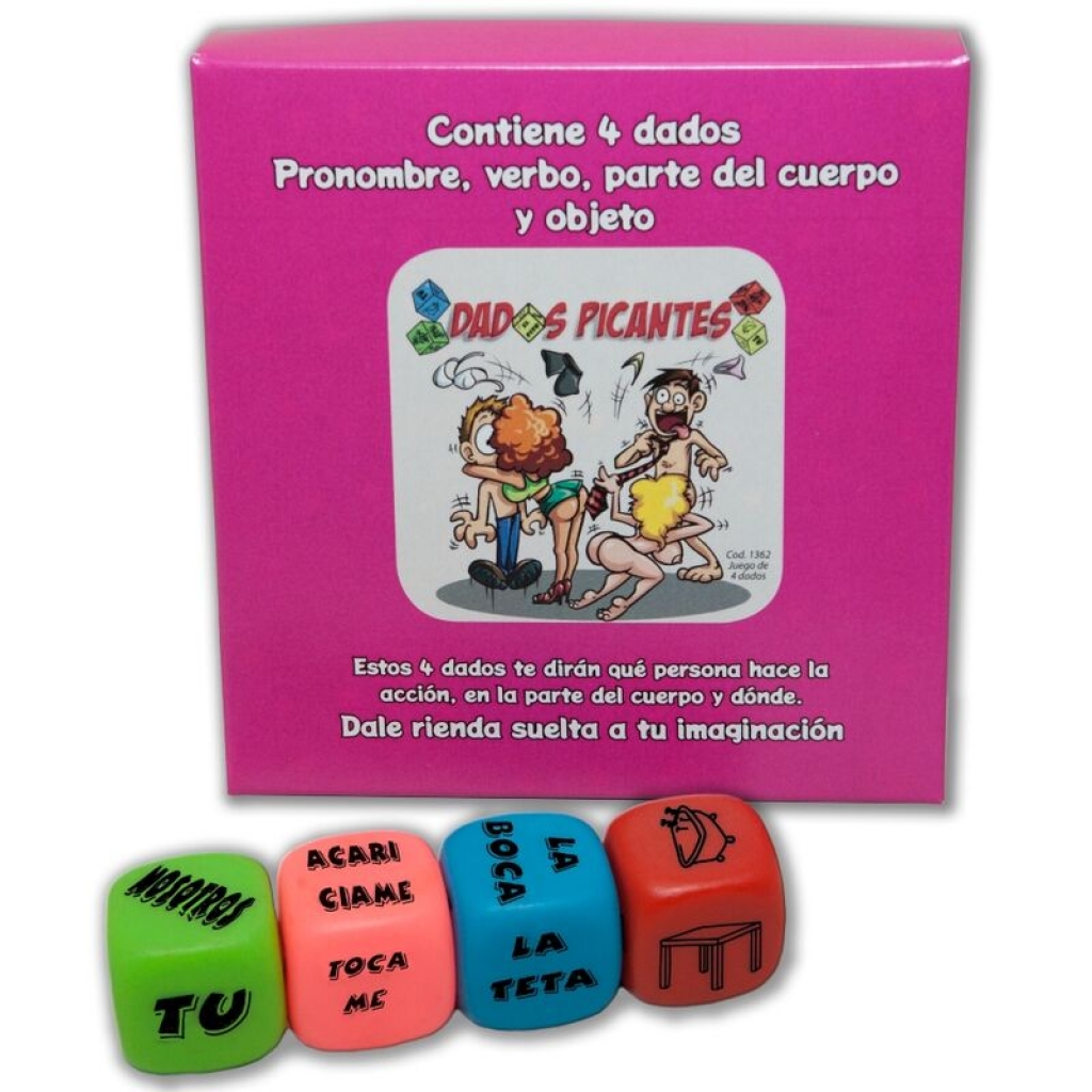 Juego de 4 Dados de Pronombre, Verbo, Parte del Cuerpo y Lugar