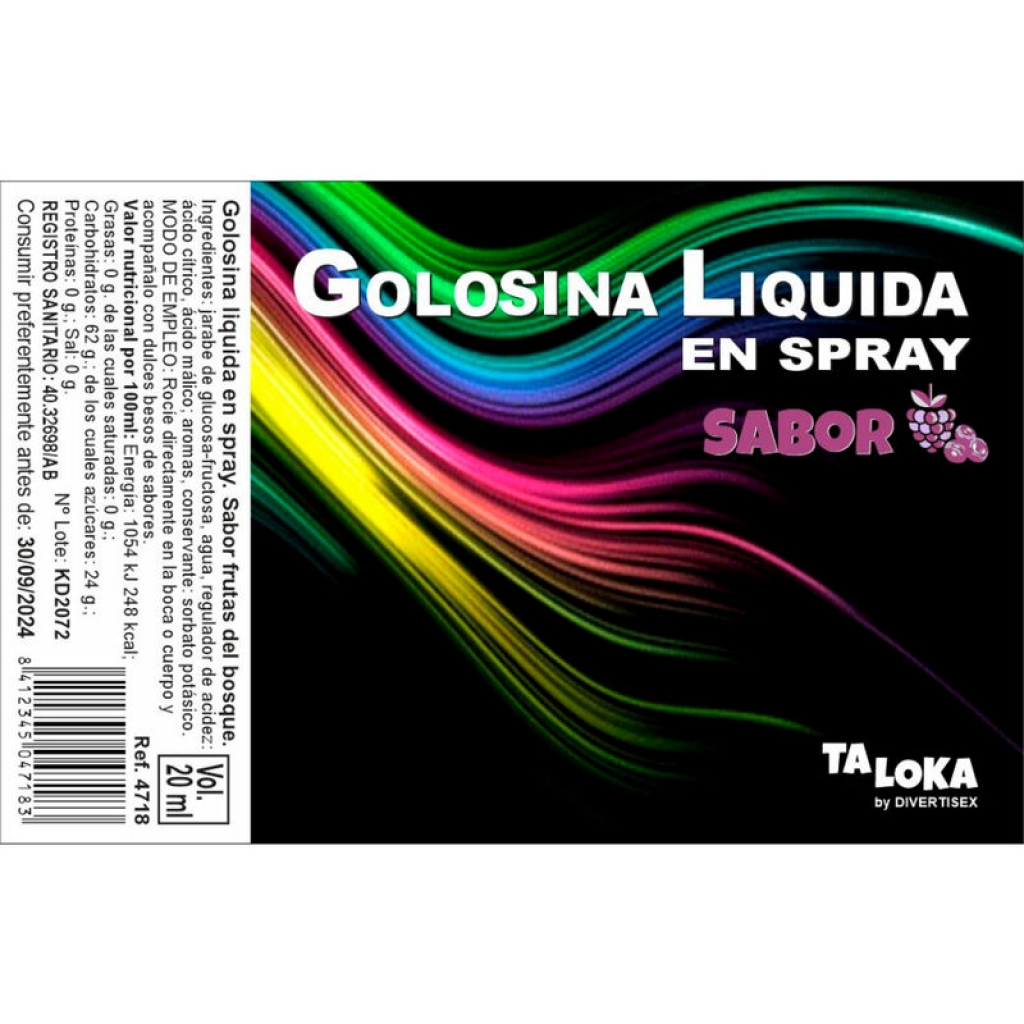 Spray Golosina Líquida Frutas del Bosque