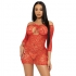 Leg Avenue Mini Vestido Heart Net Talla única Rojo