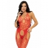 Bodystocking de Red con Tirantes Leg Avenue Talla Única - Rojo