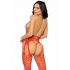 Bodystocking de Red con Tirantes Leg Avenue Talla Única - Rojo