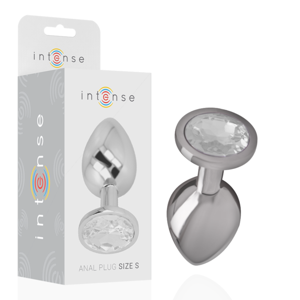 Intense - Plug Anal Metal Aluminio Con Cristal Plata Talla S