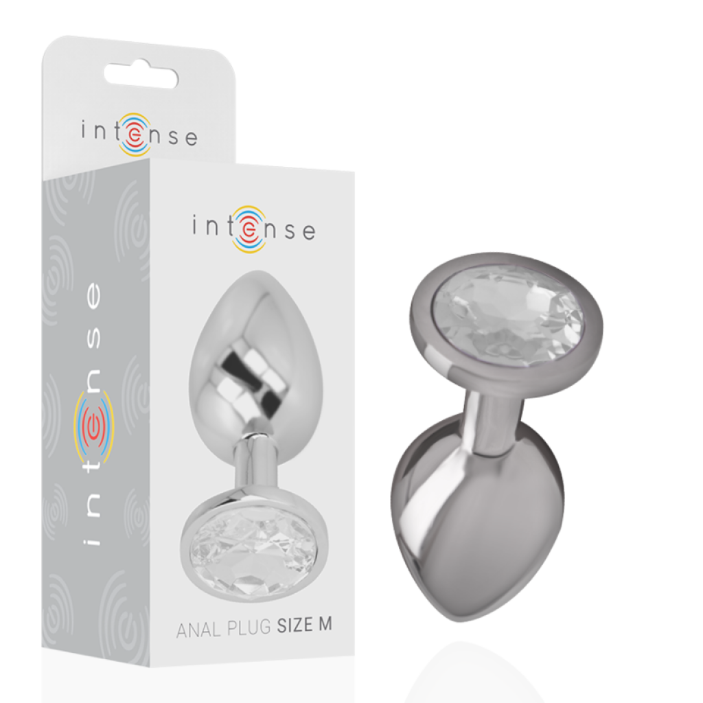 Plug Anal de Metal con Cristal Plata Talla M - Intense