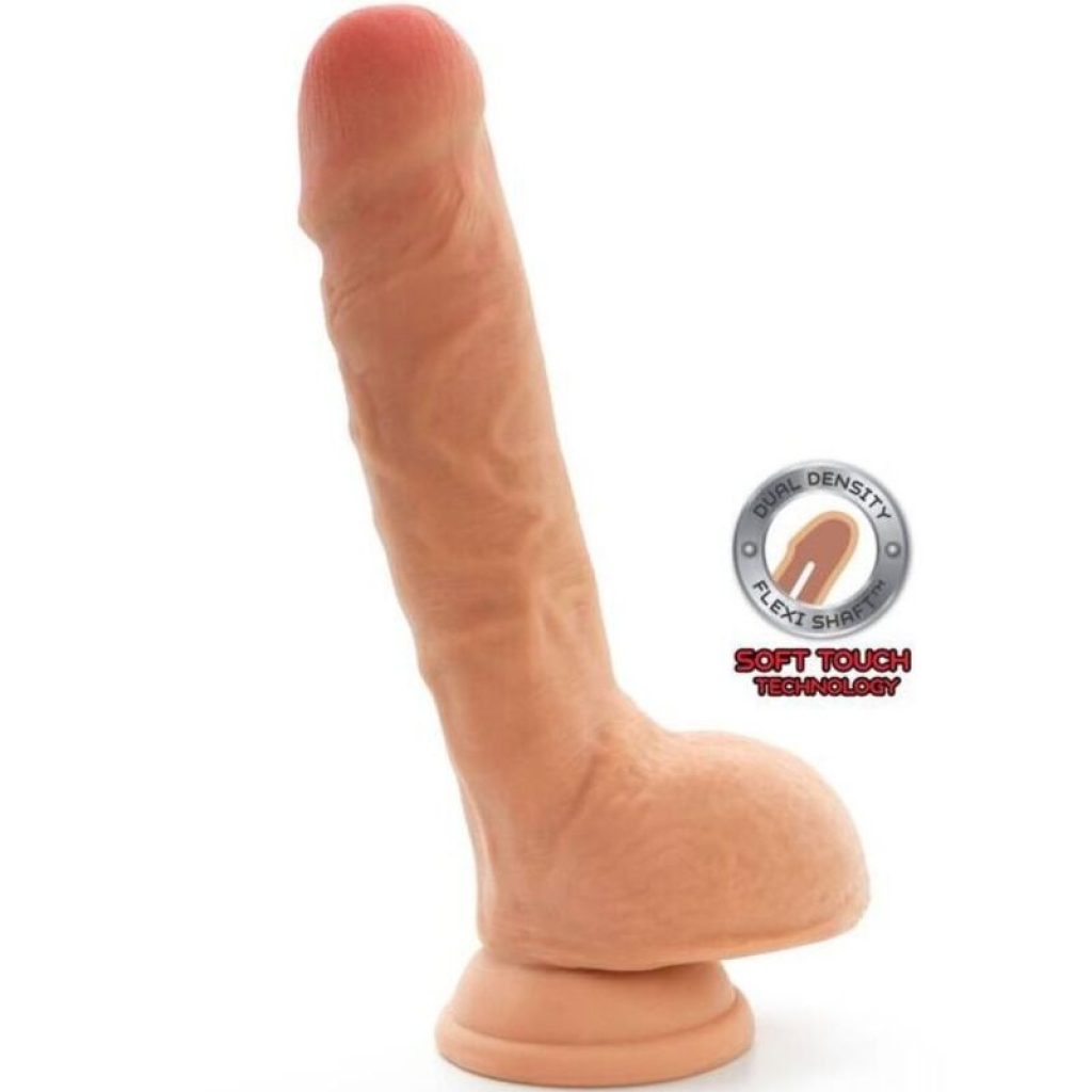 Dildo de Doble Densidad - 18 cm con Testículos - Natural