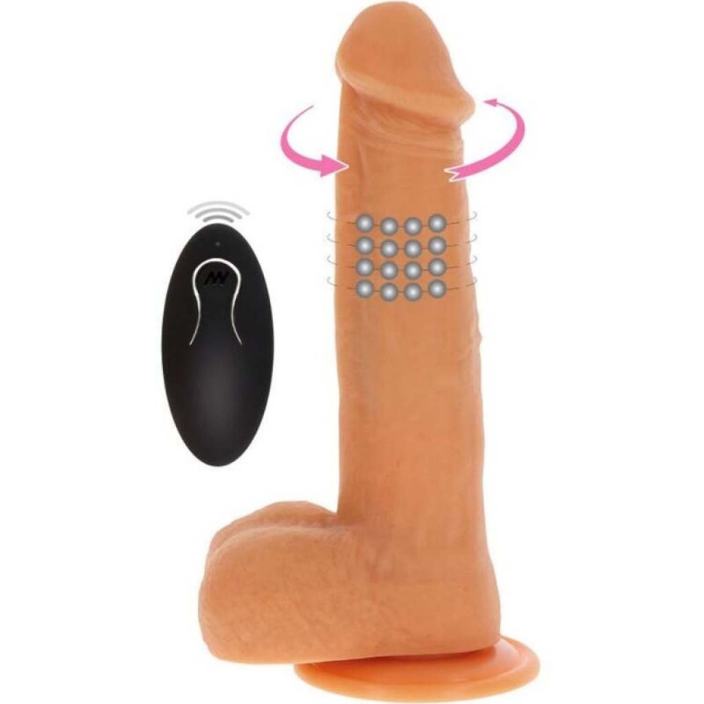 Dildo Vibrador Con Bolas Giratorias Natural