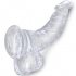 Clear Pene Realistico Curvado Con Testiculos 16.5 Cm Transparente